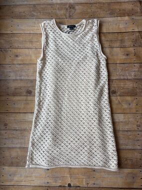 NWT-Sanctuary Eco Natural Cotton Crochet Summer Shell Mini Dress w/Slip-Size Lg